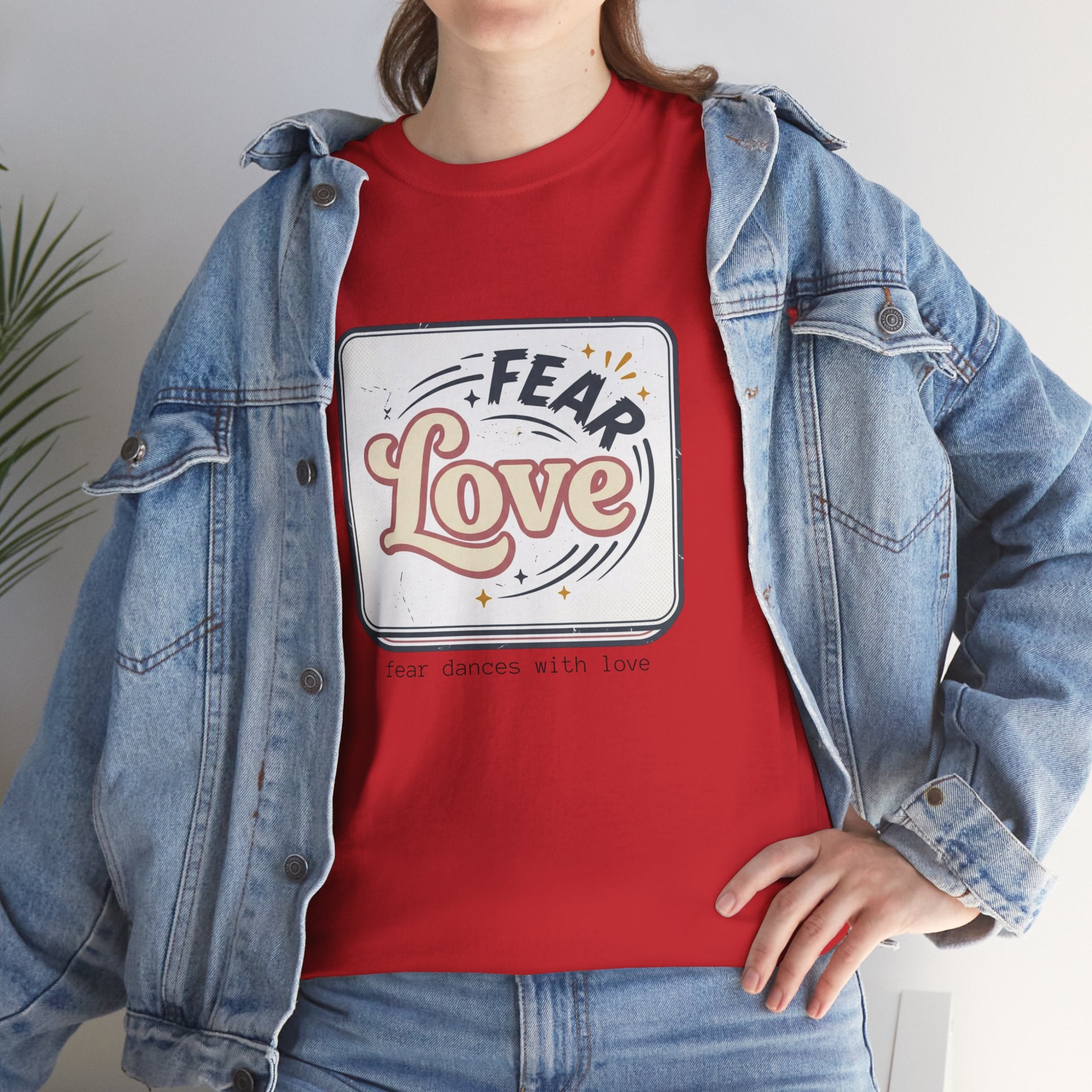 Fear Dances With Love Graphic Tee — Retro Inspirational Love Design