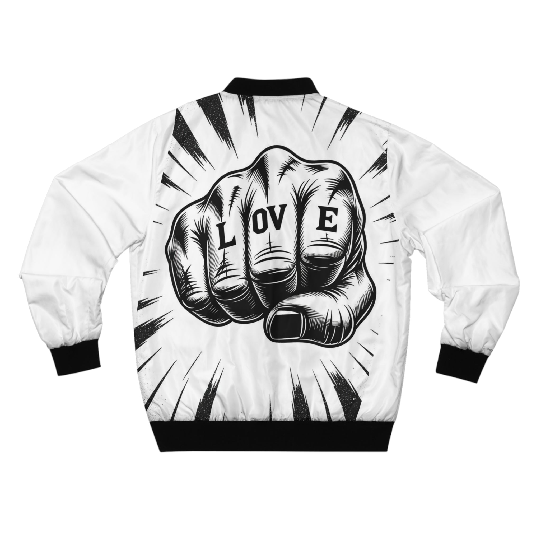 Love Fist Graphic | Bomber Jacket -All Over Print- Great Daily Fit