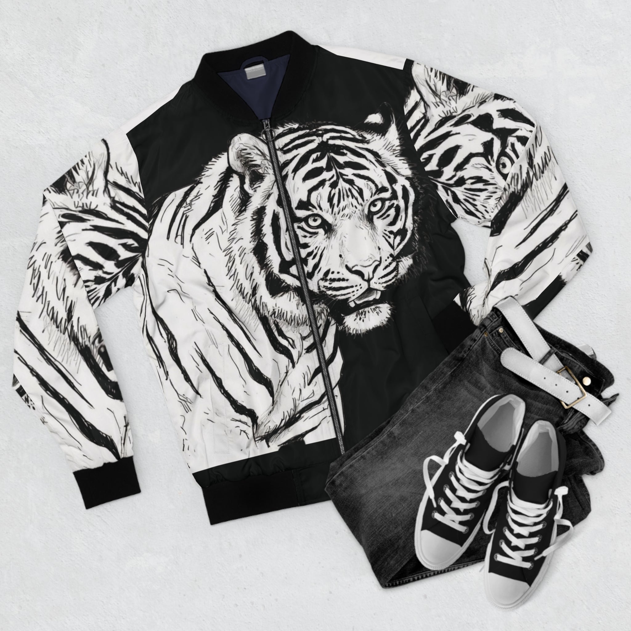 Tiger Graphic Bomber Jacket size chart