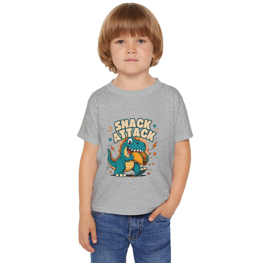 Toddler T‑Shirt — 'Snack Attack' Cute Dinosaur Snack Time Tee