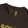 Solvable Graphic T-Shirt — Gold Text Puzzle Design