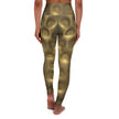 Gold Metallic Bubble Shaping High-Waist Yoga Leggings