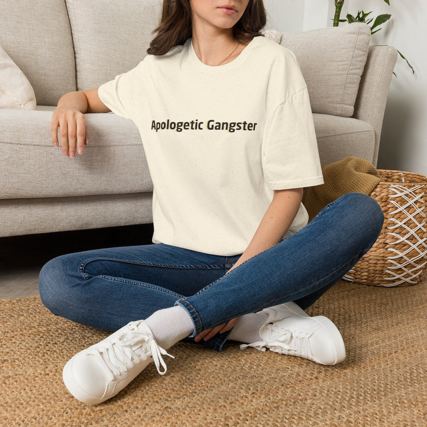 Apologetic Gangster T-Shirt | Text Graphic Tee, Grey Cotton