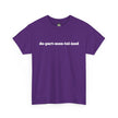 Purple t-shirt with white 'de-part-men-tal-ized' text graphic, minimalist clothing style