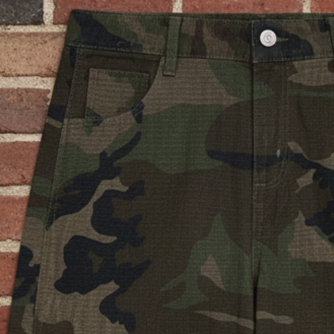 Camouflage pants on a white background