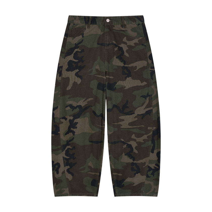 Catch Phrase Poet Men’s Camo Barrel Leg Cargo Pants