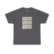 Dark gray t-shirt with 'live, lose, gain' inspirational text graphic on front