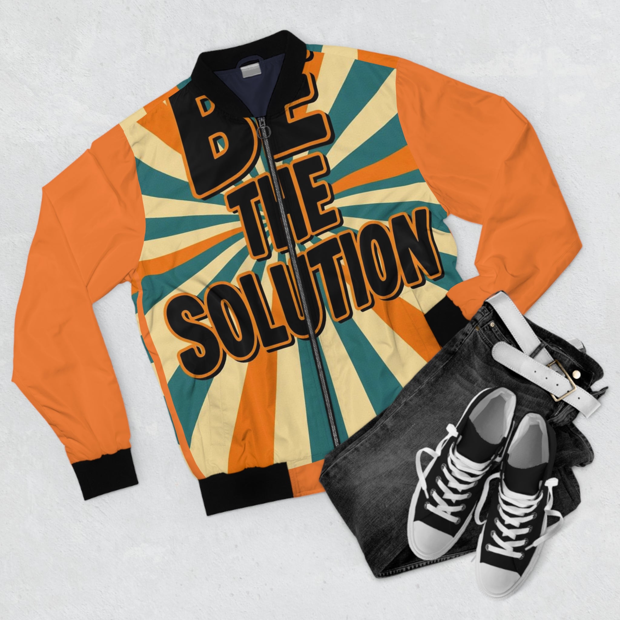 Be The Solution Bomber Jacket | Catch Phrase Poet