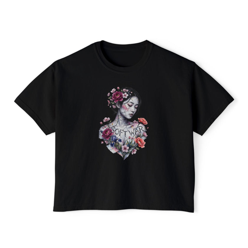 Women's Boxy Tee — Floral Portrait 