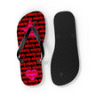 Flip-flop sandal with 'be mine' text and pink heart design on a white background