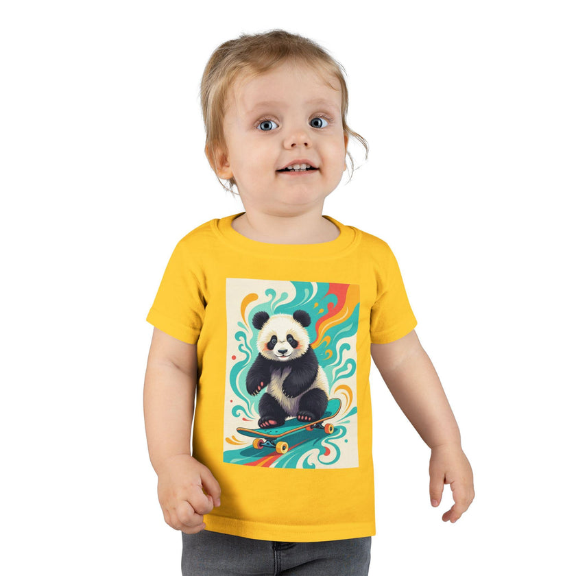 Skateboarding Panda Toddler T-Shirt, Cute Kids Shirt, Fun Gift for Toddlers, Birthday Present, Animal Tee, Playful Apparel