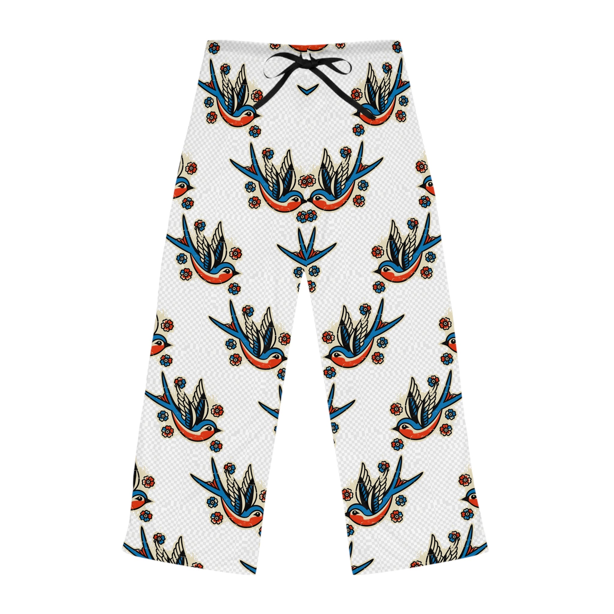Vintage Swallow Pattern Pajama Pants — Women's Cozy Lounge Sleepwear