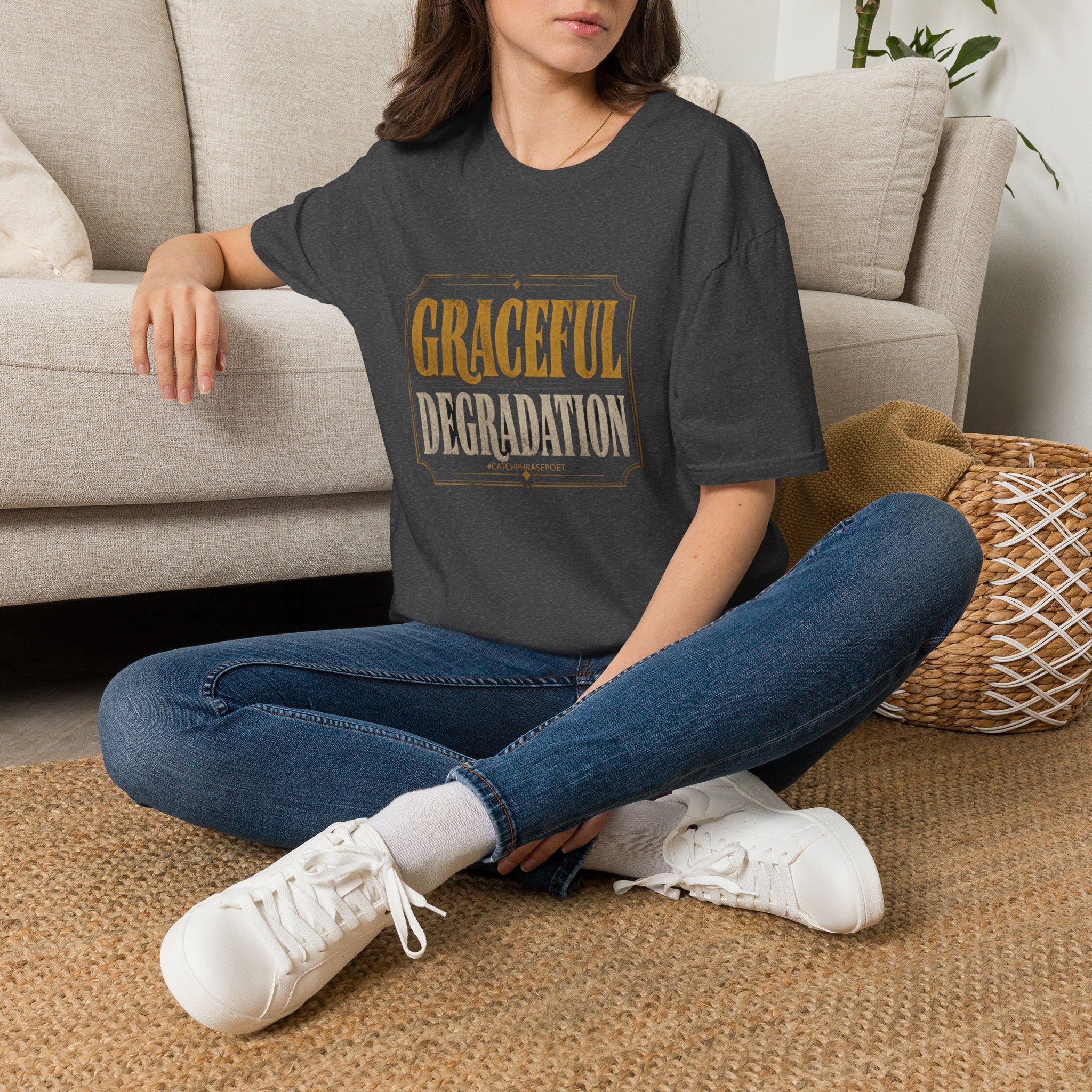 Graceful Degradation T-Shirt — Vintage Gold Gothic Graphic Tee