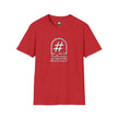 Red t-shirt with white hashtag and 'truth verse #catchphrasepoet' graphic on front
