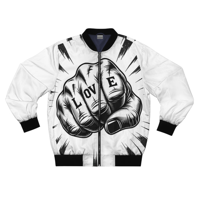 Love Fist Graphic | Bomber Jacket -All Over Print- Great Daily Fit