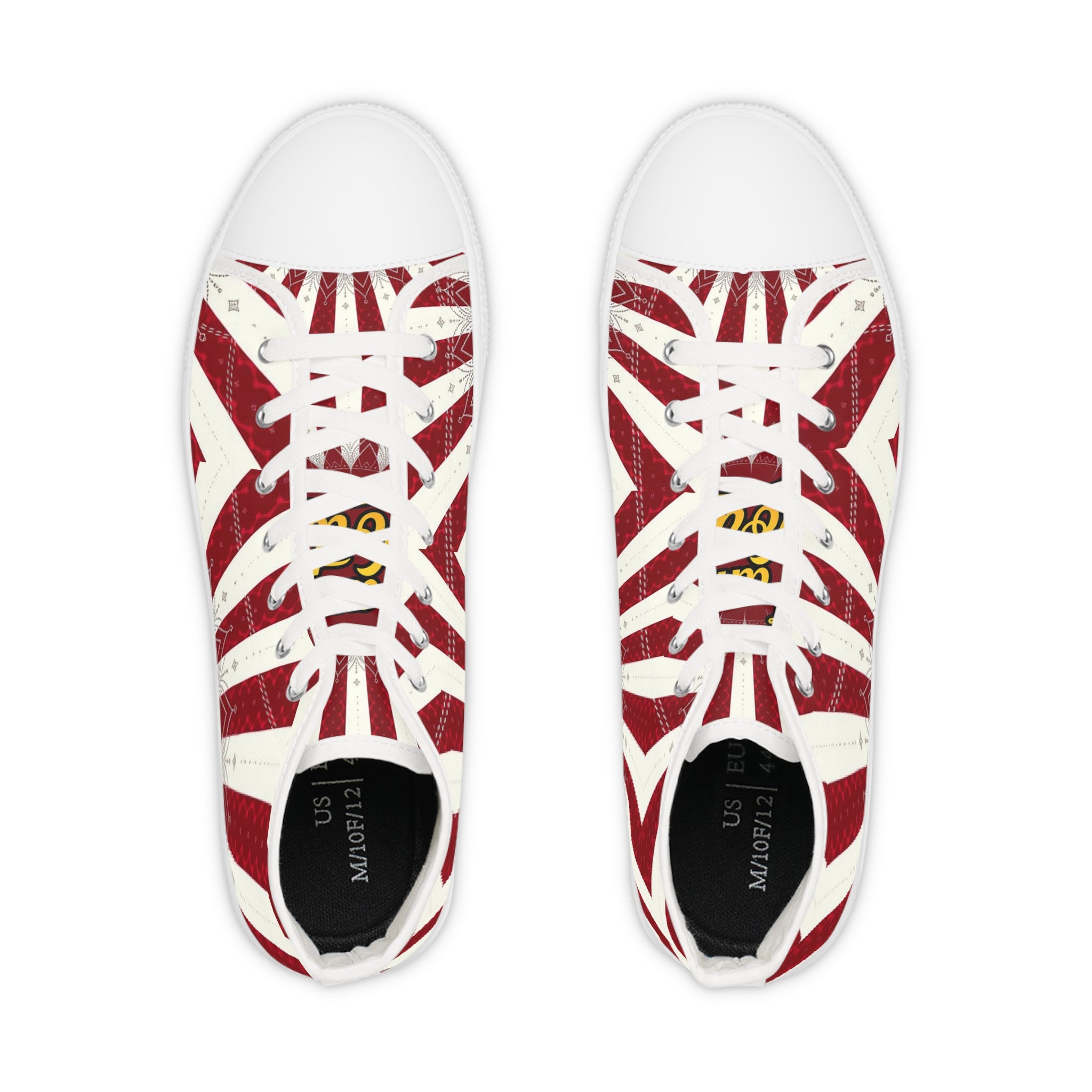 Urban Kicks Red Sunburst High-Top Sneakers — Men's Street Style glide