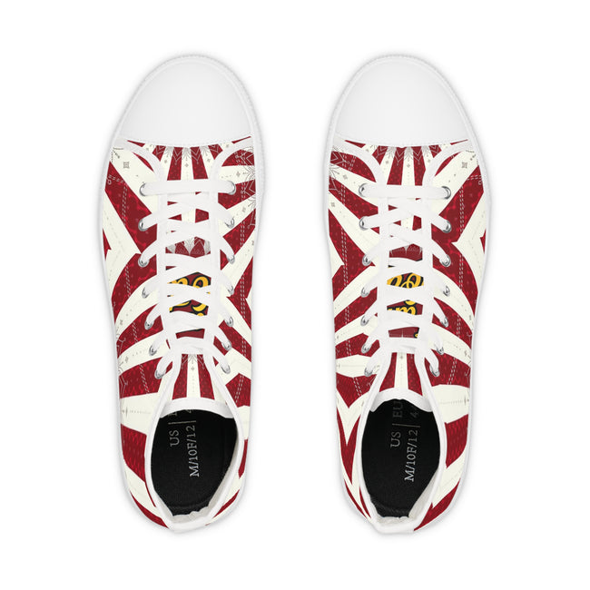 Urban Kicks Red Sunburst High-Top Sneakers — Men's Street Style glide