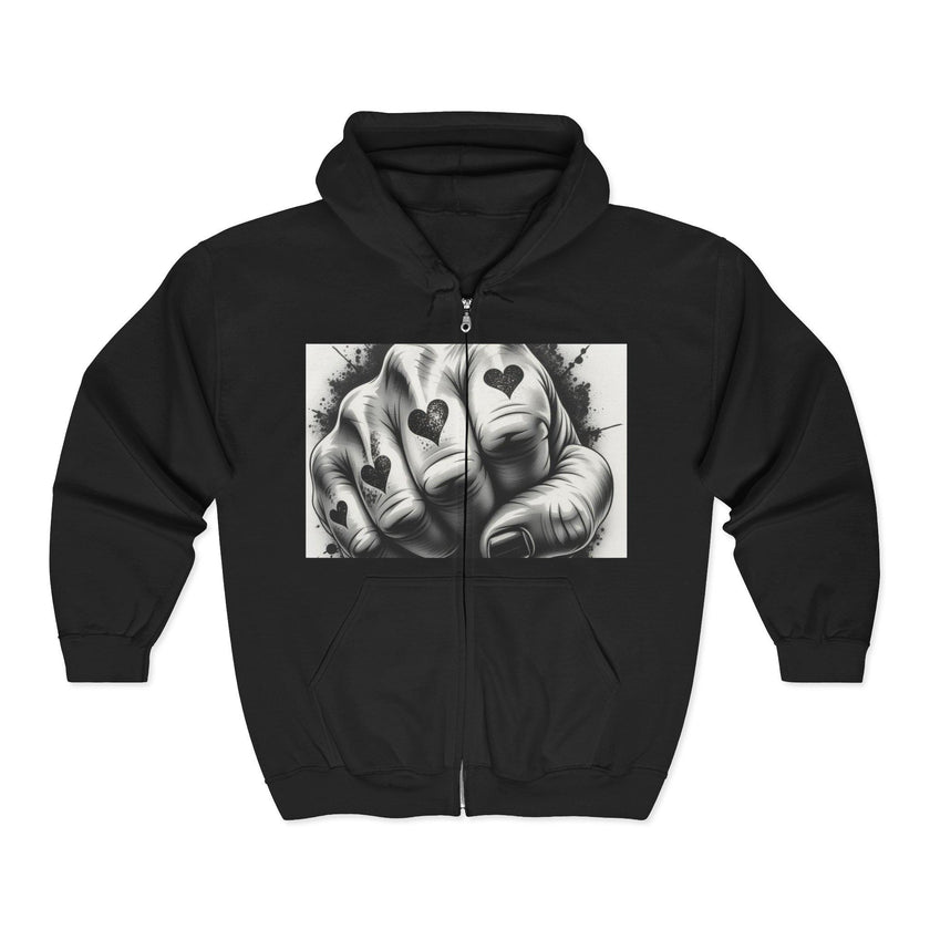 Heart Fist Full Zip Hoodie: Valentine's Day Gift