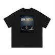 Black t-shirt with 'Spin Doctor' graphic on a white background