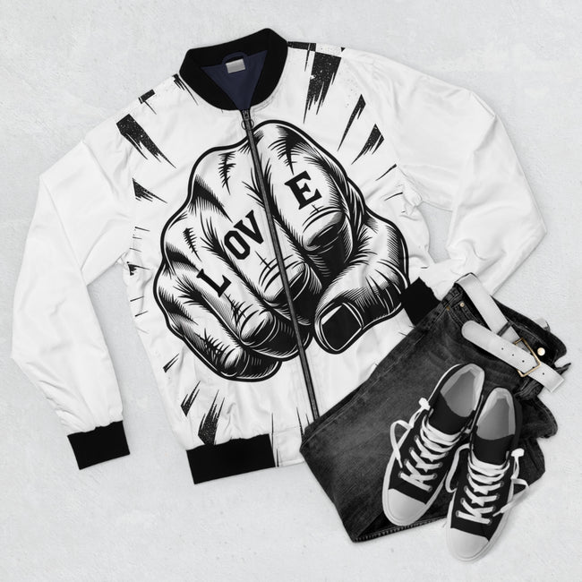 Love Fist Graphic | Bomber Jacket -All Over Print- Great Daily Fit