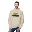 Smiling man in beige hoodie with black vintage car and '#Volvolife SWEDISH BRICK' graphic