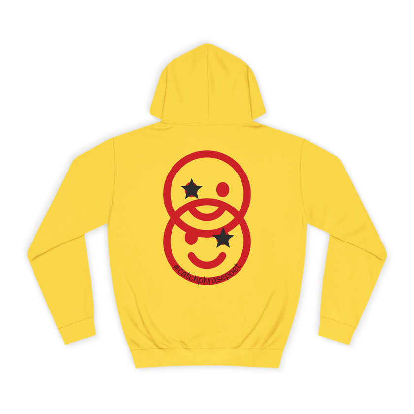 Duo Smile Star Hoodie — Red Double-Wink Graphic College Hoodie