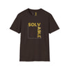 Solvable Graphic T-Shirt — Gold Text Puzzle Design