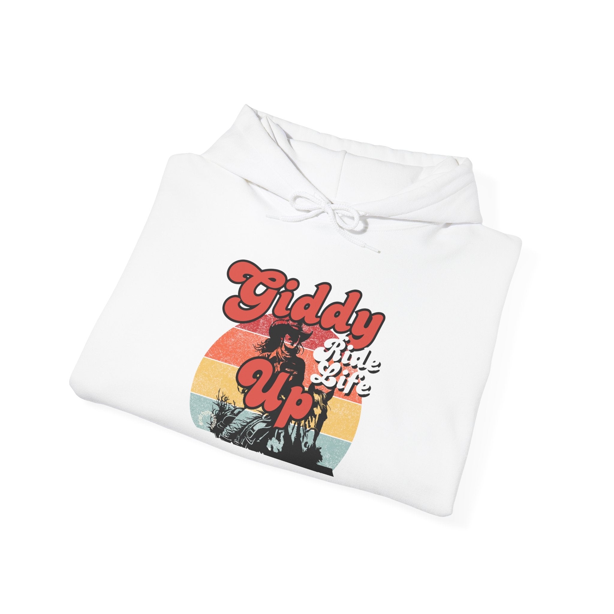 Giddy Up Retro Sunset Cowboy Hoodie | Ride Life Western Graphic