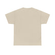 Back view of plain beige unisex short sleeve t-shirt on white background