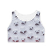 White crop top with 3D star pattern, creative and modern women's activewear