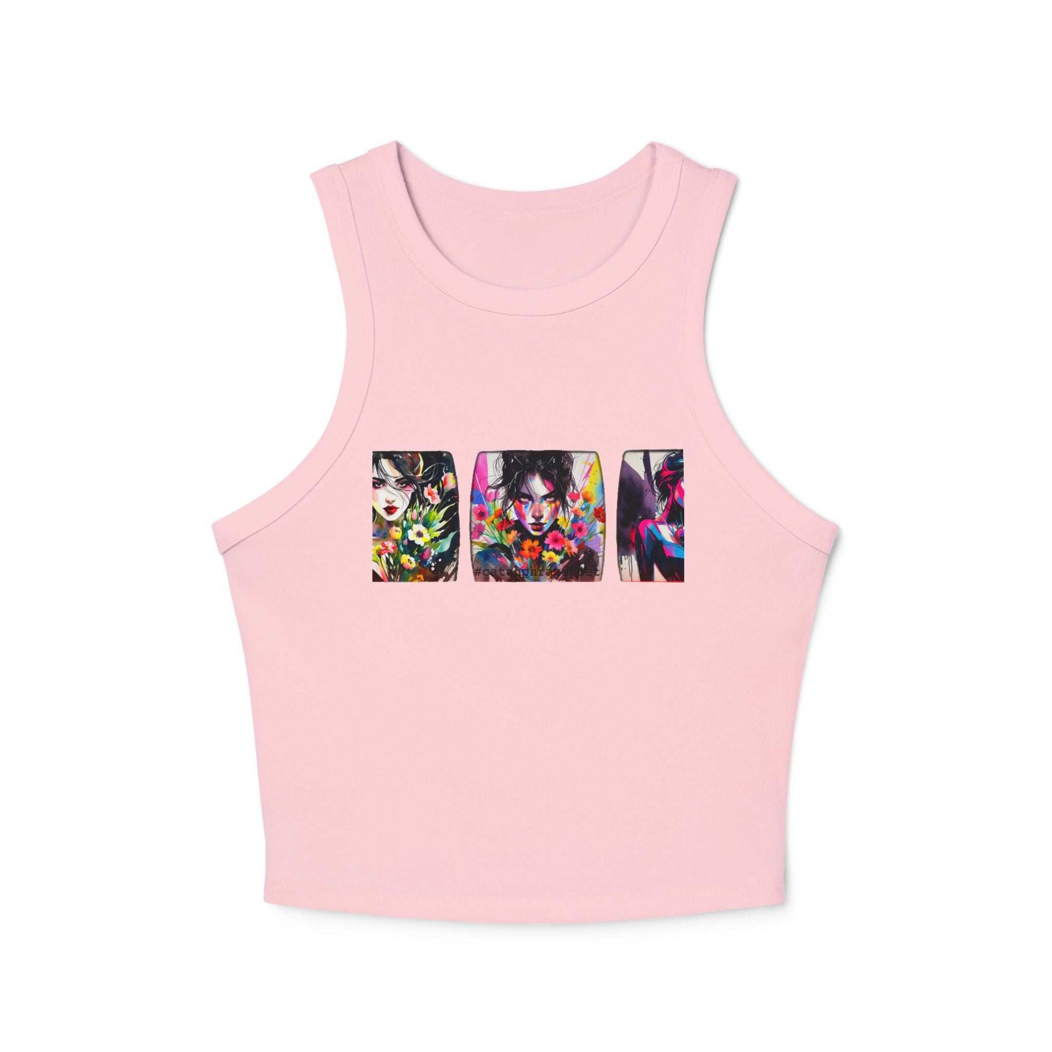 Floral Triptych Portrait Racer Tank — Women's Micro Rib Tank