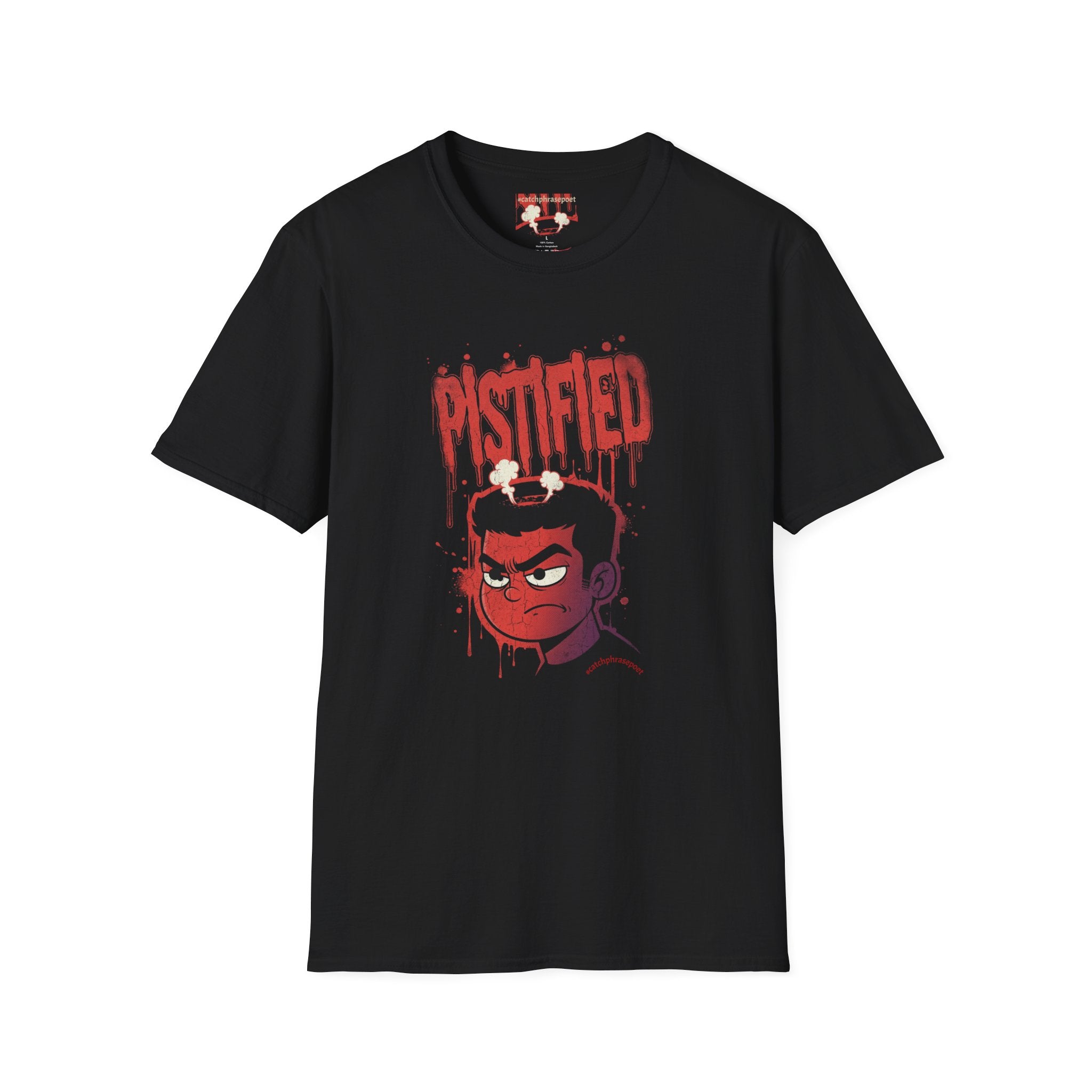 T-Shirt — 'Pistified' Graphic Tee with Grinning Skull Design