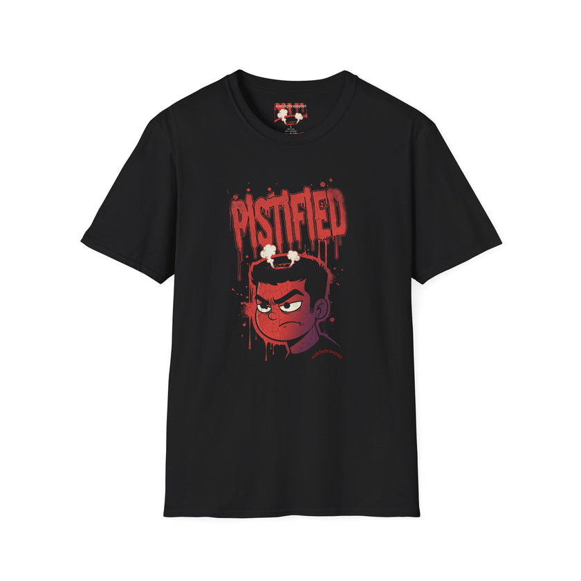 T-Shirt — 'Pistified' Graphic Tee with Grinning Skull Design