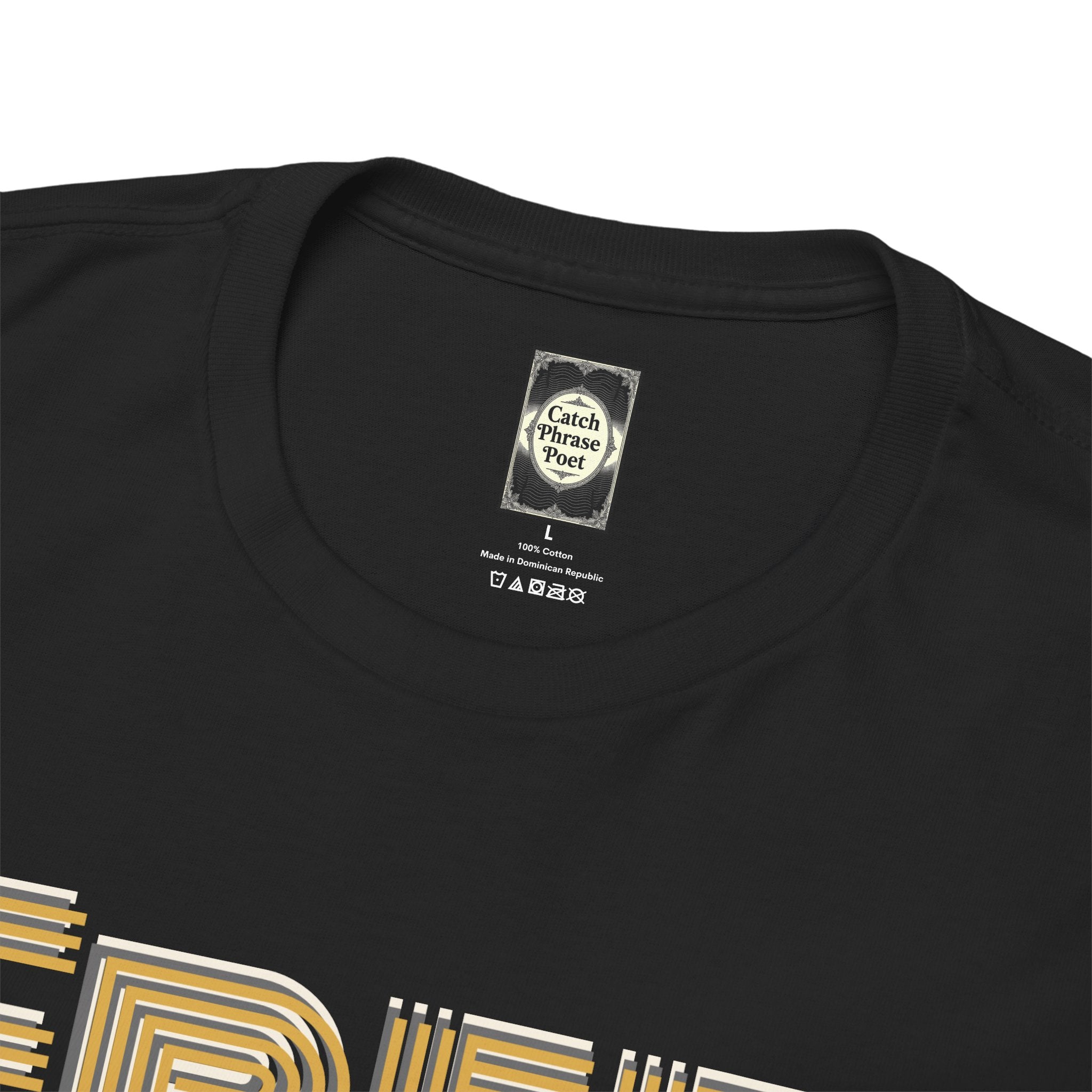 Free Hugs Tee | Retro Gold Stripe Text, Casual Comfort Shirt Smile Everyone