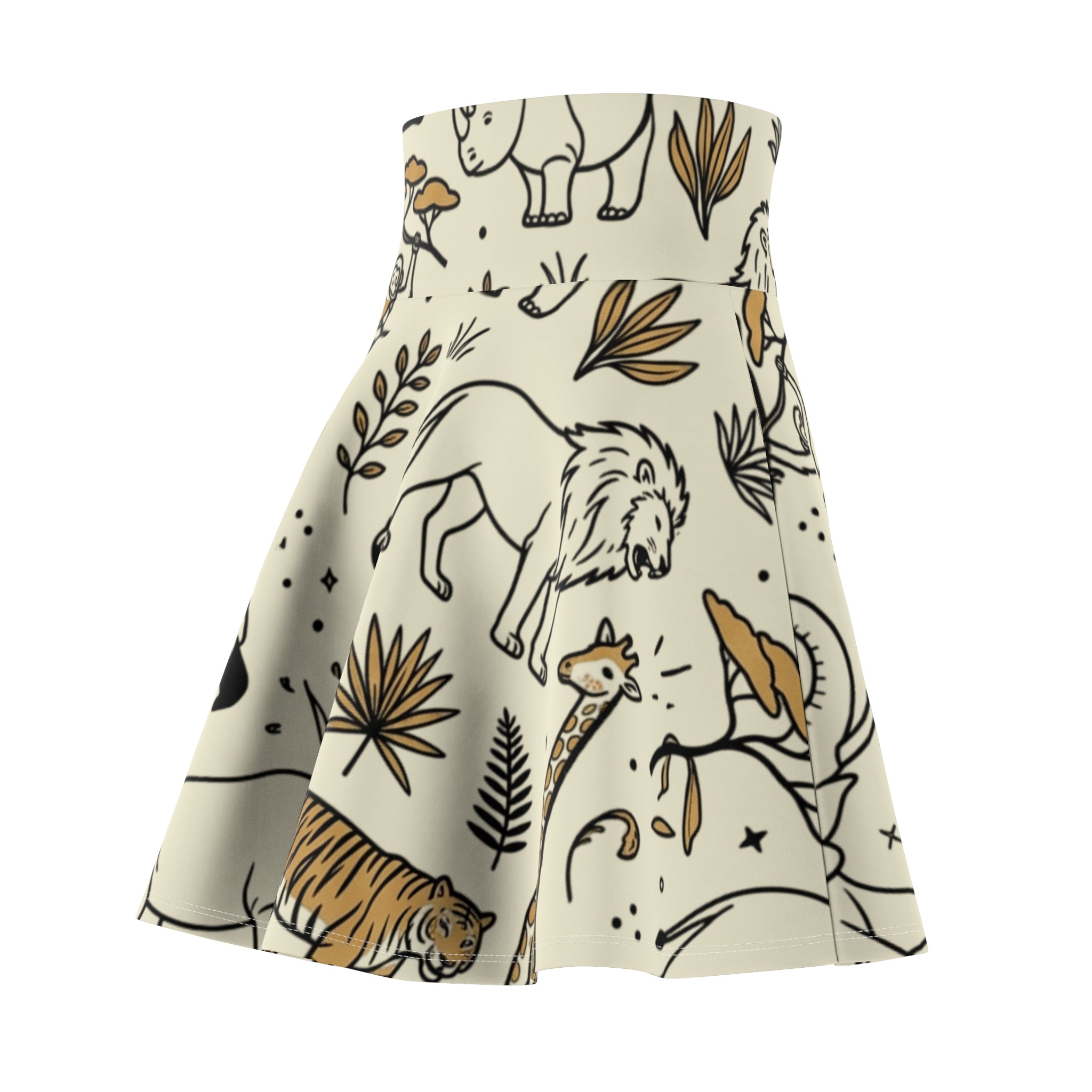 Wildlife Doodle  Skirt — Cute Safari Animal Print