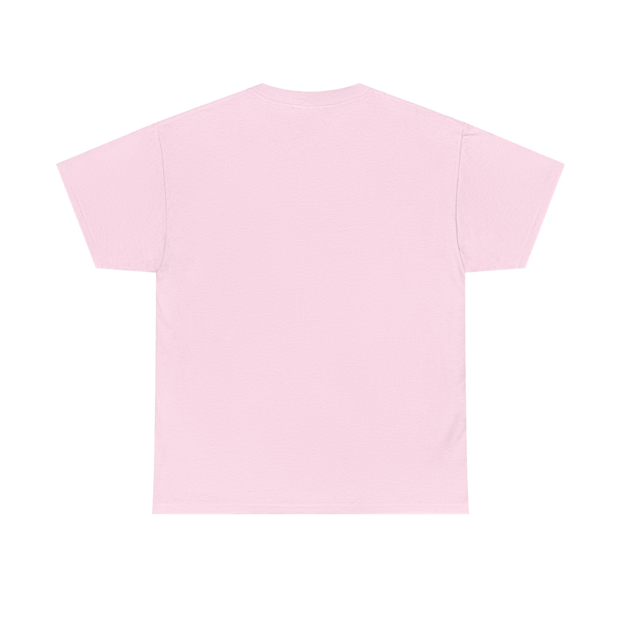 Plain light pink short sleeve t-shirt, back view, minimalist casual style