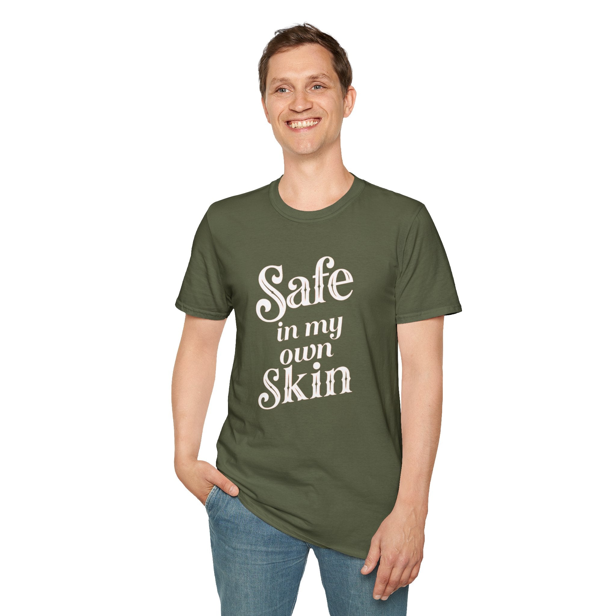 Safe in My Own Skin T-Shirt | Affirmation Typography, Body Positivity