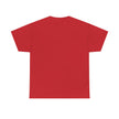 Plain red short sleeve unisex t-shirt, back view, minimalist design
