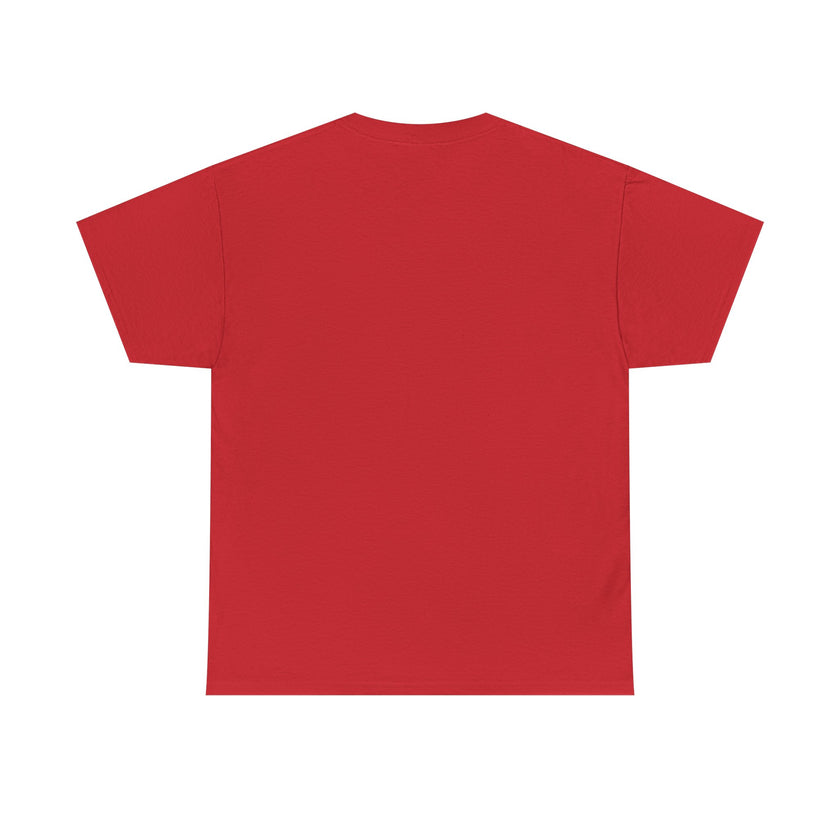 Plain red short sleeve unisex t-shirt, back view, minimalist design