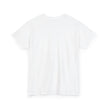Plain white short sleeve unisex t-shirt, back view, on white background