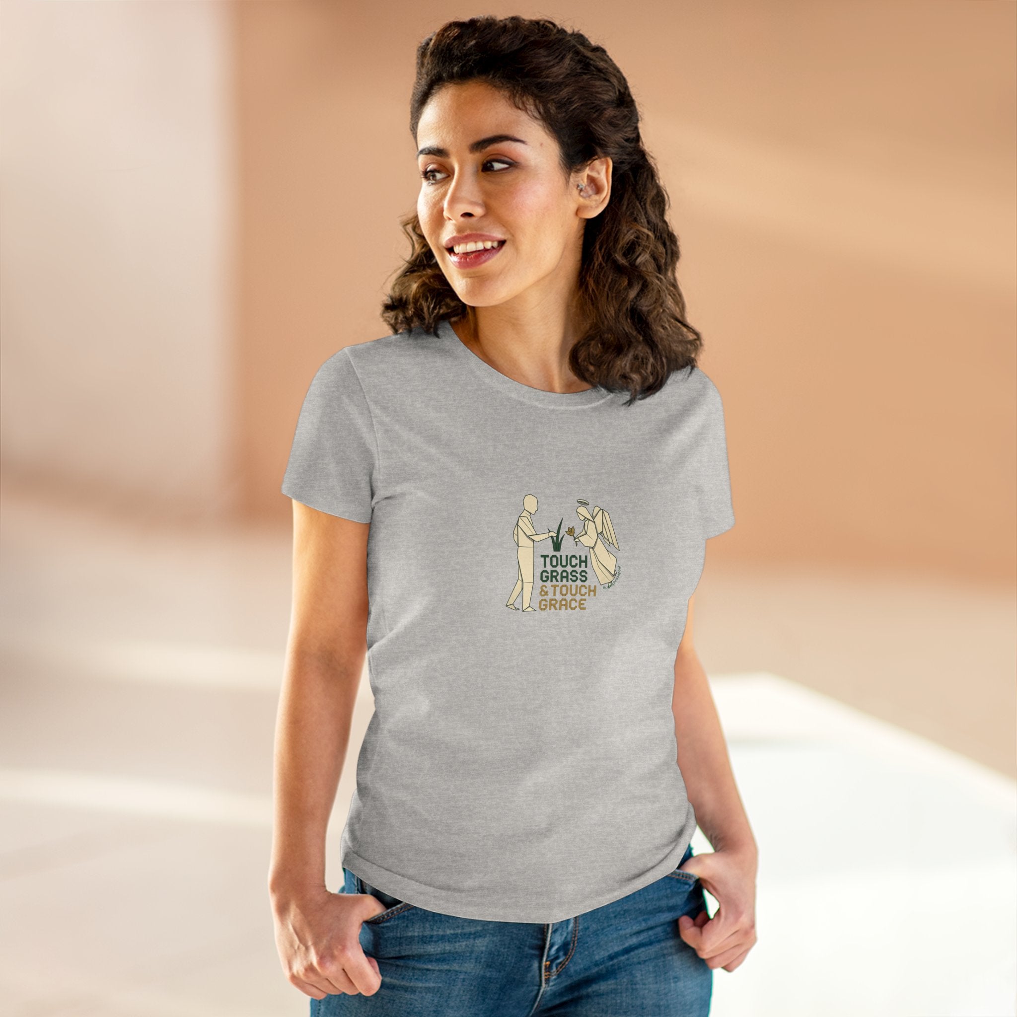 Touch Grass Tee — Casual Women's Graphic T‑Shirt with Playful Outdoorsy Illustration