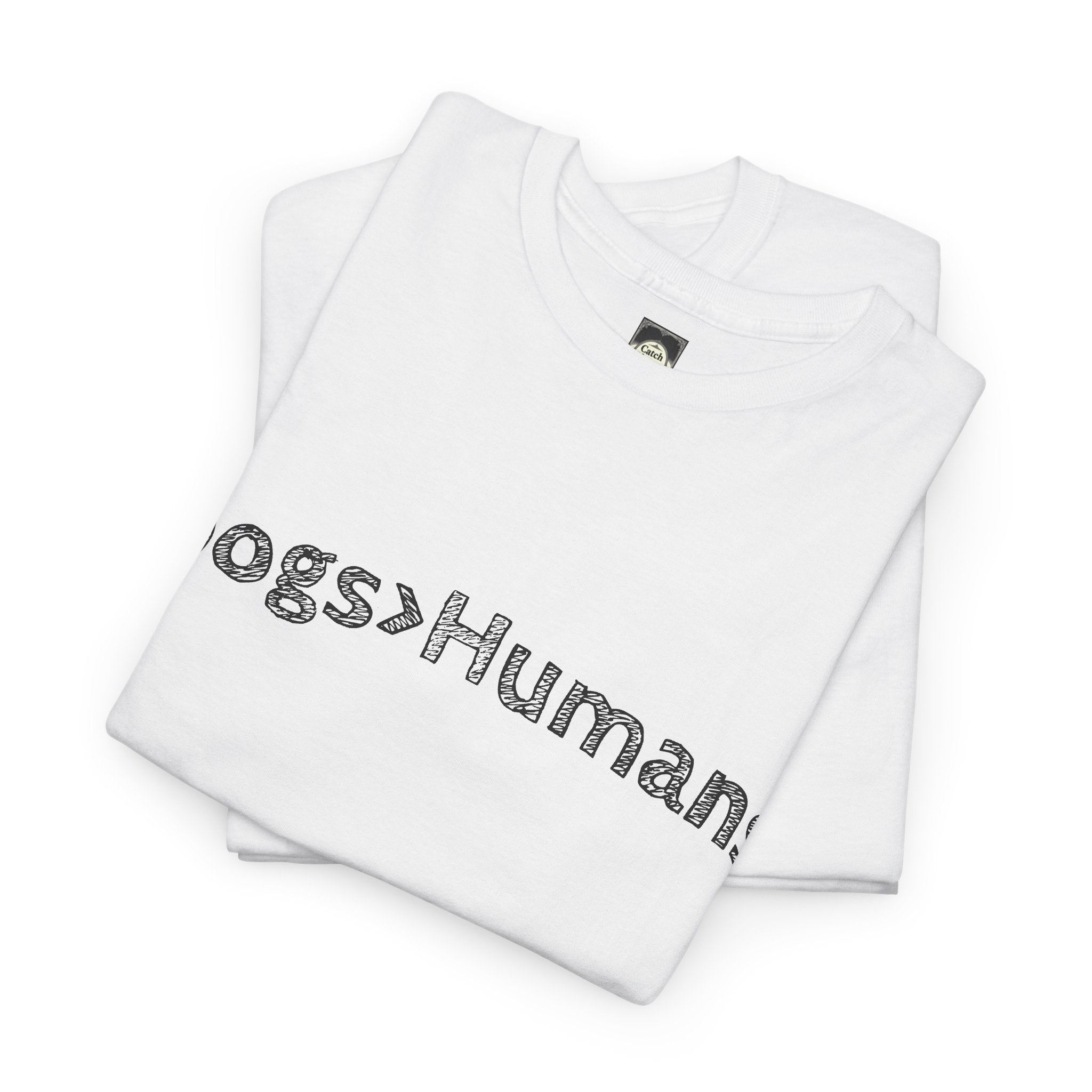'Dogs > Humans' dog-lover tee, lifestyle view