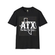 Black T-shirt featuring ATX and Texas outline graphic with 'The One, The Only....' text.