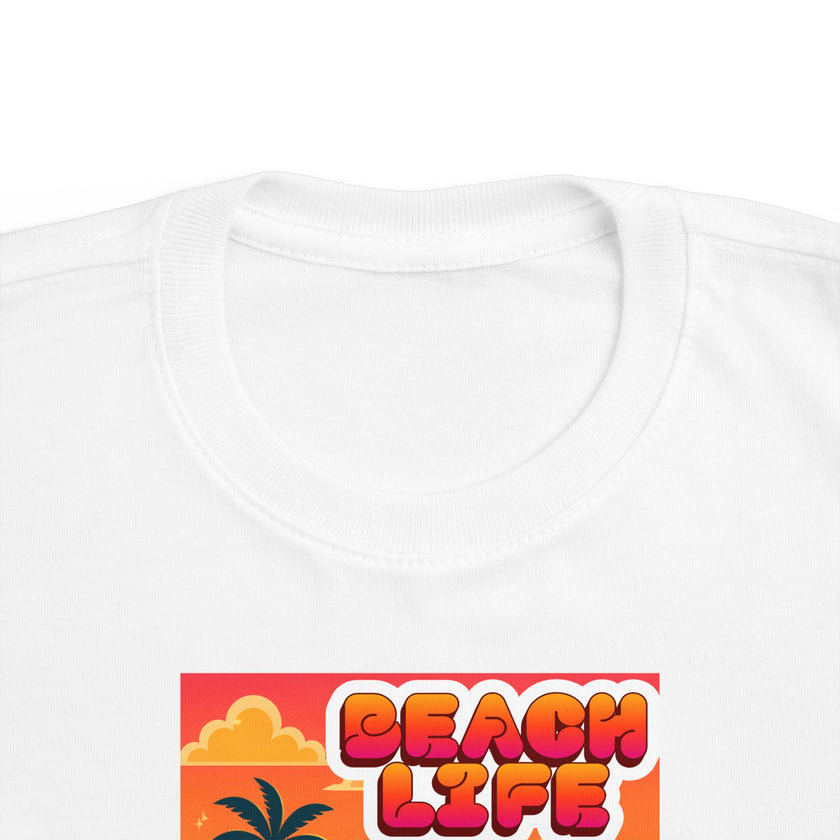 'Beach Life' retro sunset palm toddler graphic tee
