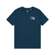 Navy blue t-shirt with 'Still Waiting for the Plot Twist' text and bow graphic on chest