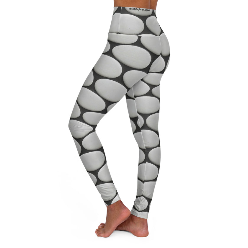 Monochrome Pebble Print High-Waisted Yoga Leggings