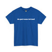 Blue t-shirt with white 'de-part-men-tal-ized' text graphic, creative clothing