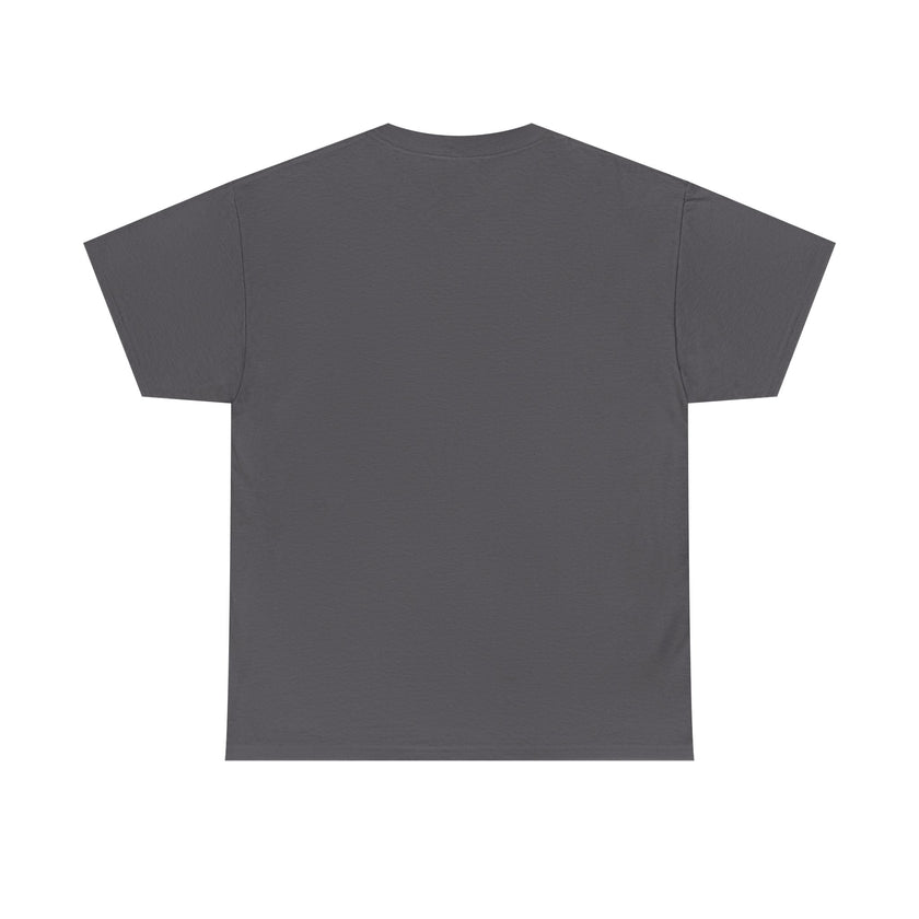 Plain charcoal gray unisex short sleeve t-shirt, back view on white background