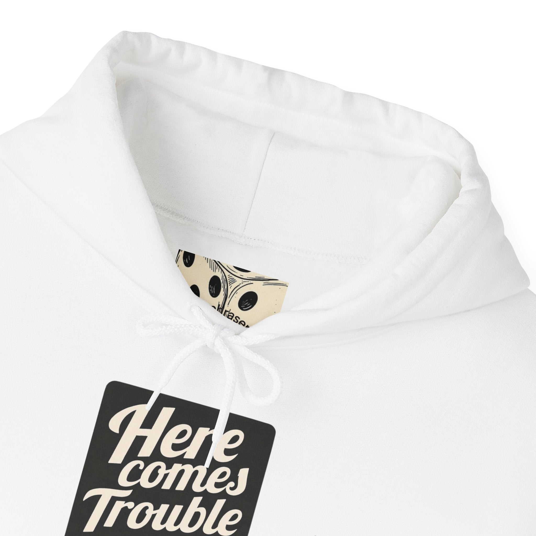 Here Comes Trouble Hoodie — Vintage Dice Graphic Pullover
