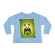 Light blue shirt with kawaii panda holding green skateboard, geometric yellow background